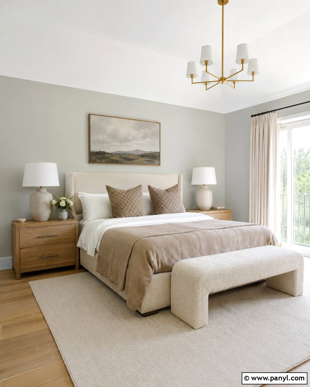 Fog Mist Bedroom With Linen Layers - 20 Benjamin Moore Fog Mist Walls