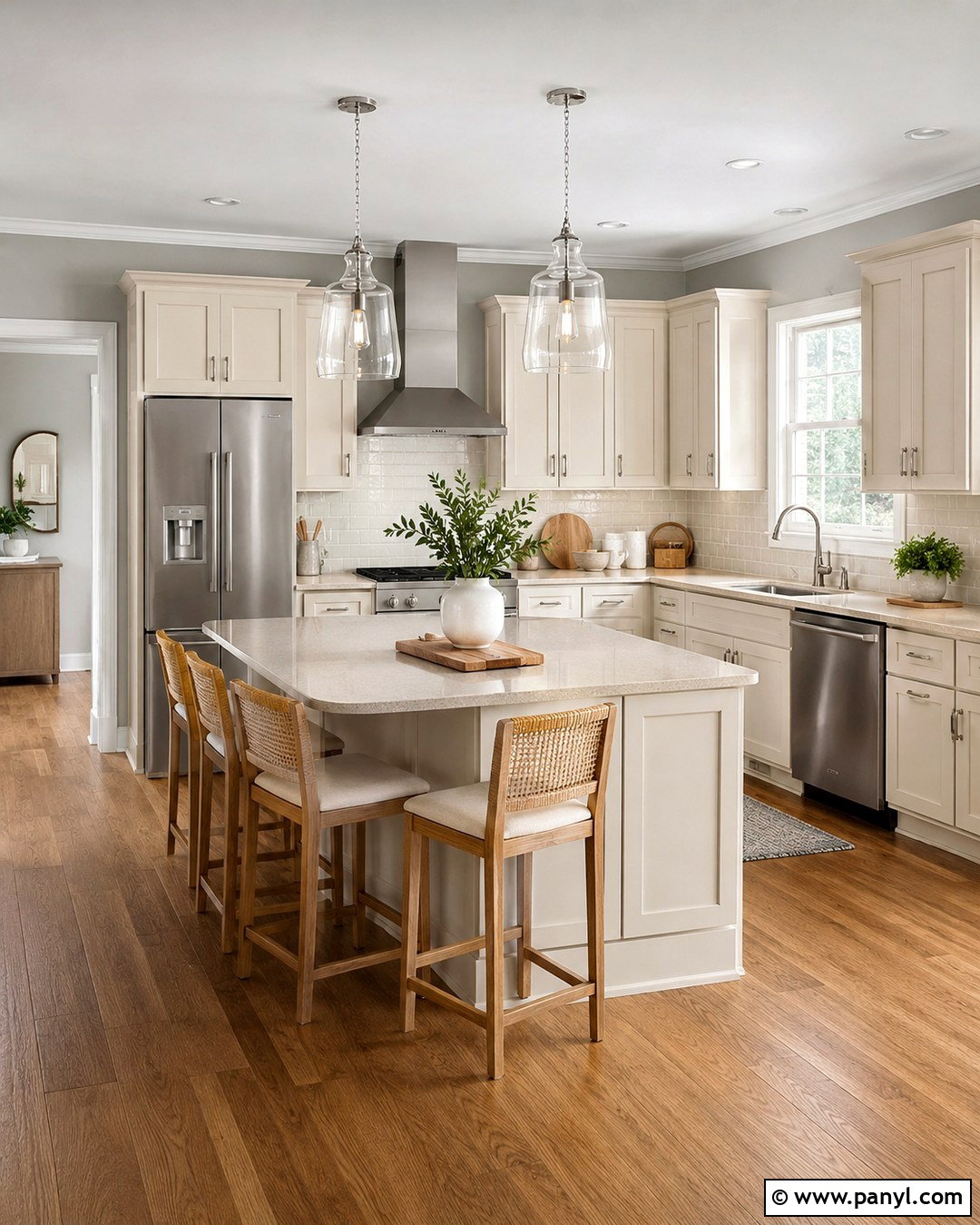 Fog Mist Kitchen With Cream Cabinets - 20 Benjamin Moore Fog Mist Walls