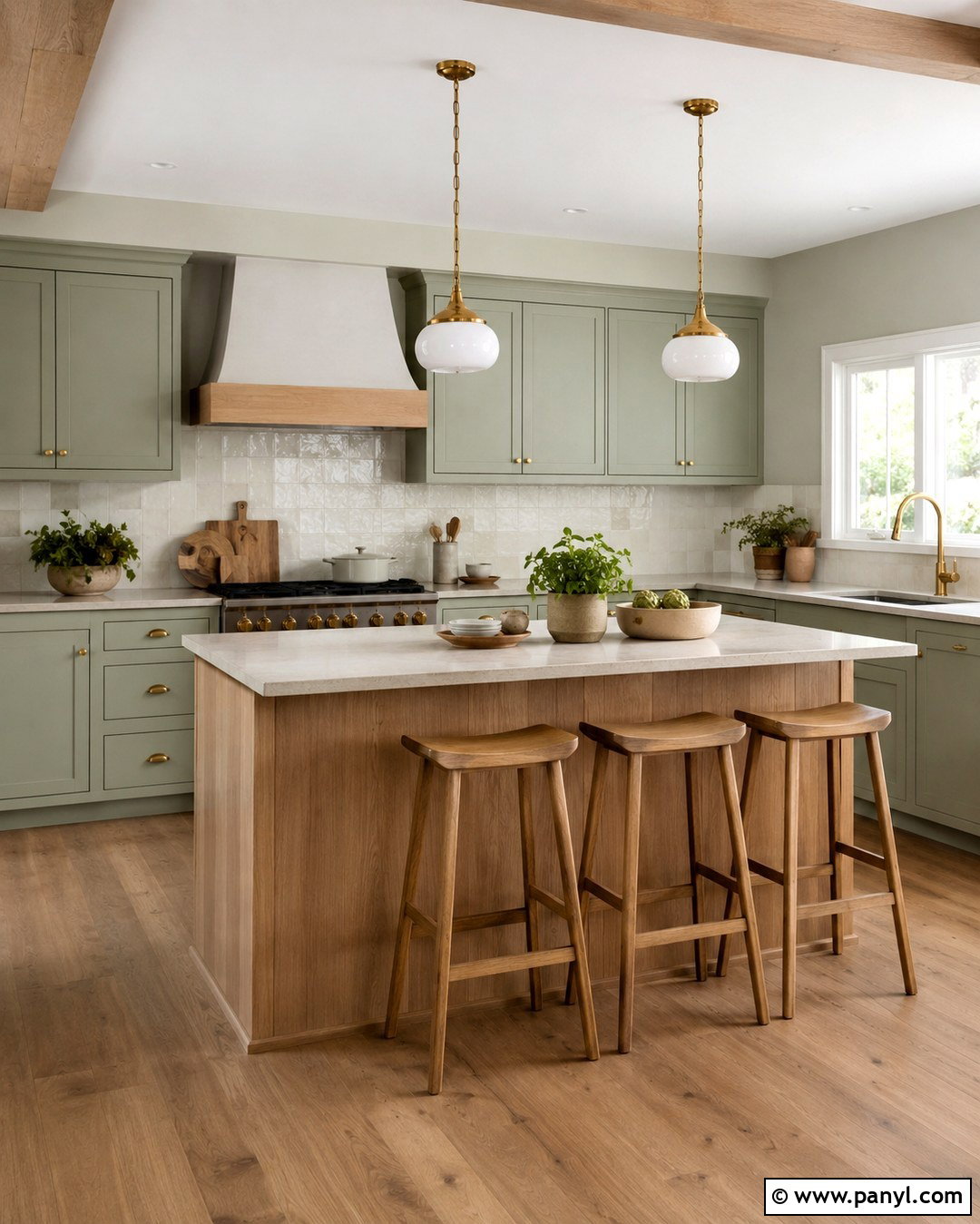 Fog Mist Kitchen With Sage Cabinets - 20 Benjamin Moore Fog Mist Walls