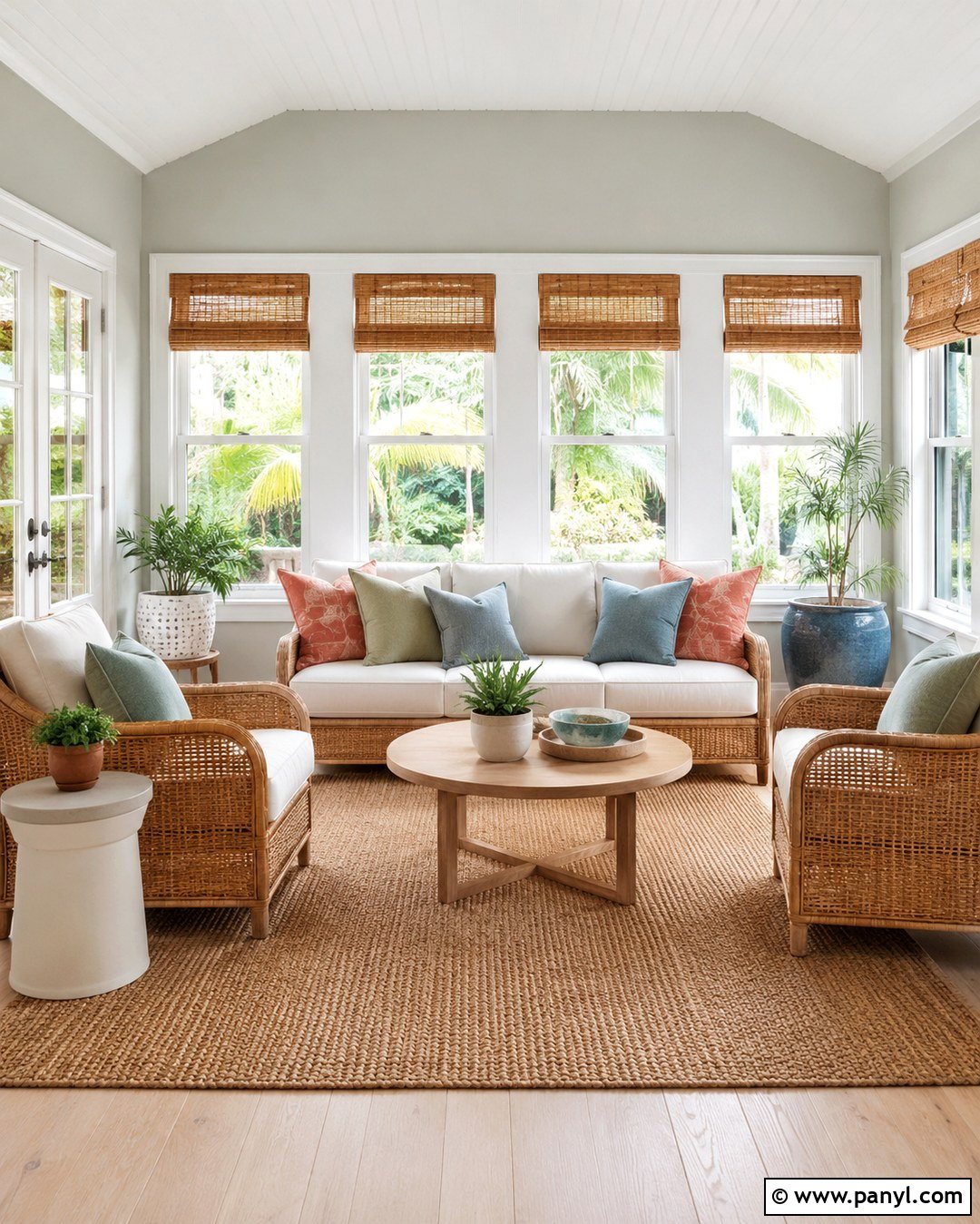 Fog Mist Sunroom With Wicker Furniture - 20 Benjamin Moore Fog Mist Walls