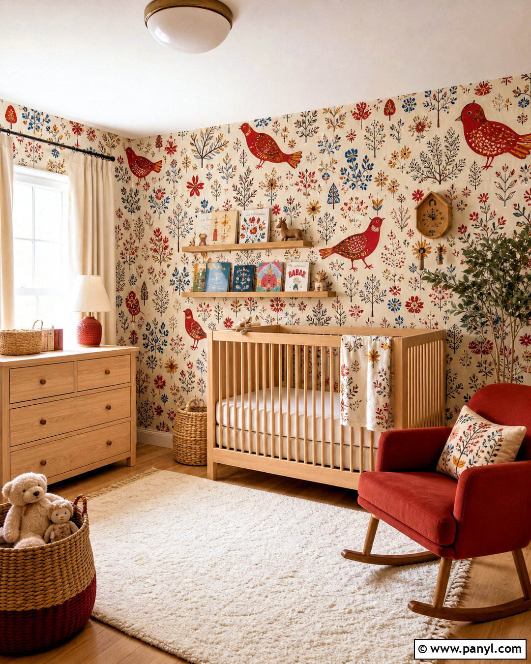 Folk Art Red Wallpaper Nursery - 20 funky red wallpaper ideas