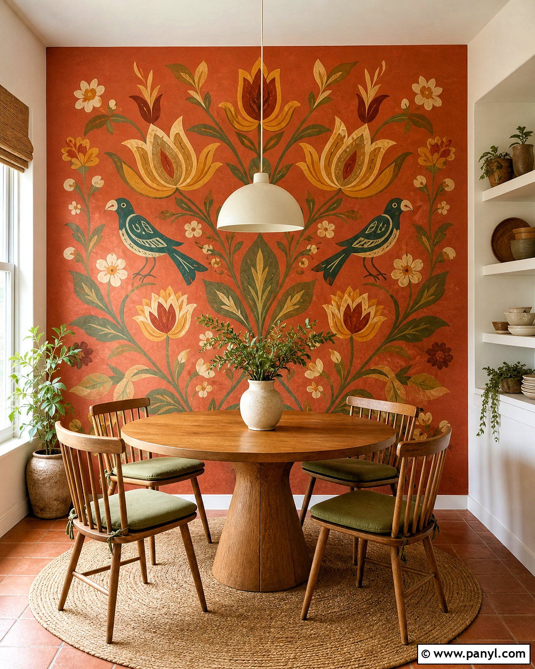 Folk Floral Wall Mural - 20 70s wall mural ideas
