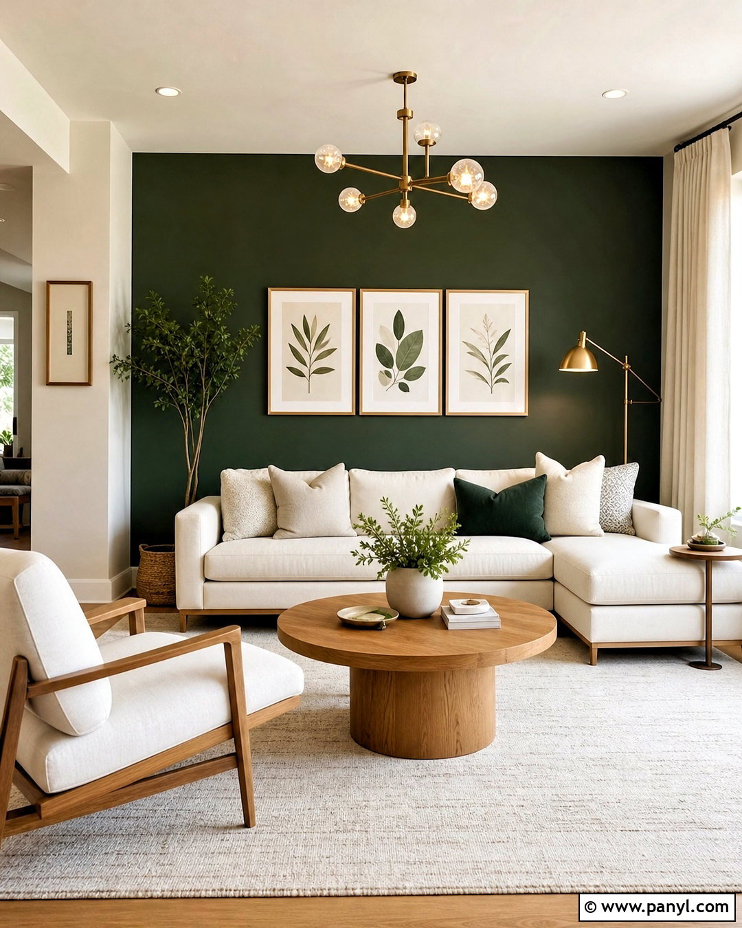 Forest Green Accent Wall - 20 forest green living room ideas