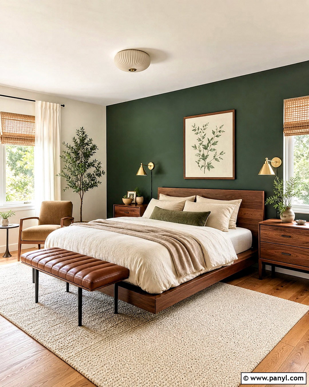 Forest Green Accent Wall Bedroom - 20 bedroom with dark accent wall ideas