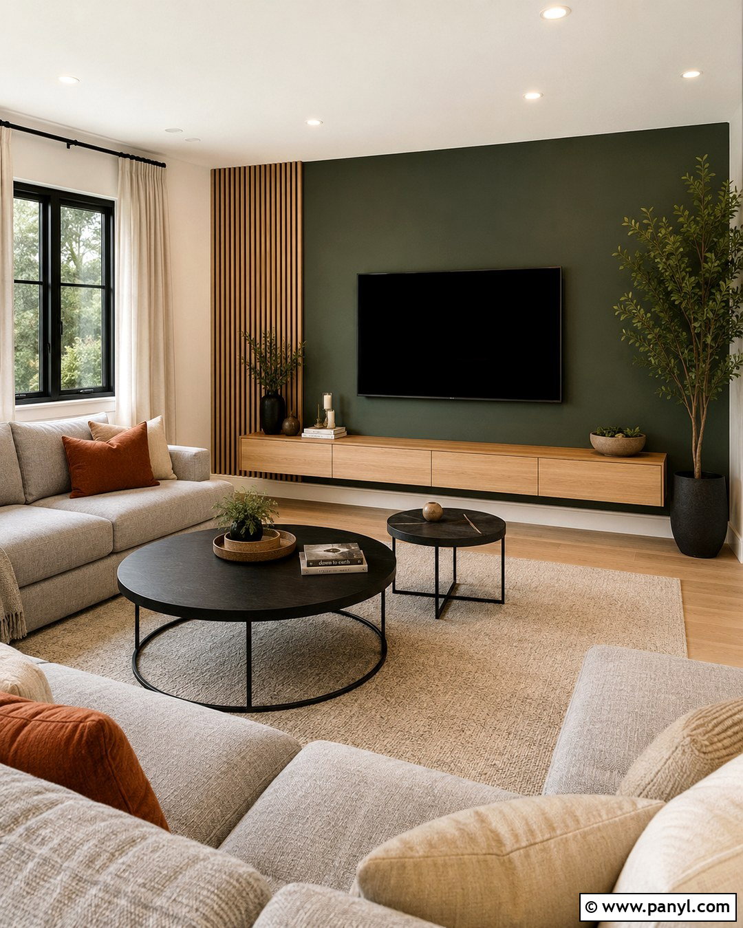 Forest Green Accent Wall Behind TV - 20 Forest Green Paint Color Accent Walls