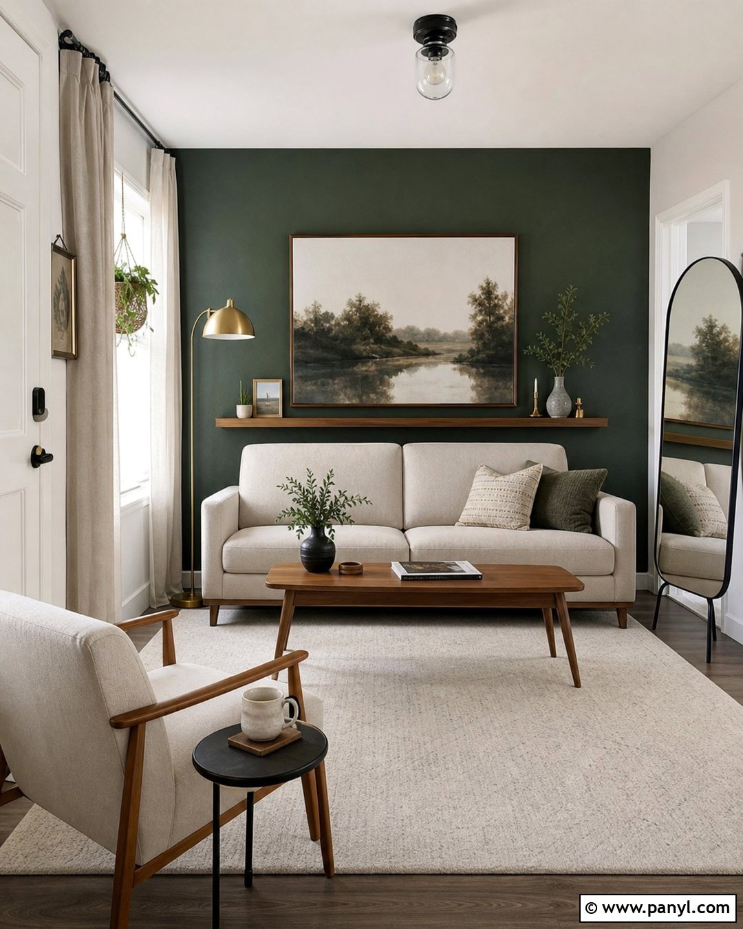 Forest Green Accent Wall In Small Living Room - 35 forest green accent wall ideas