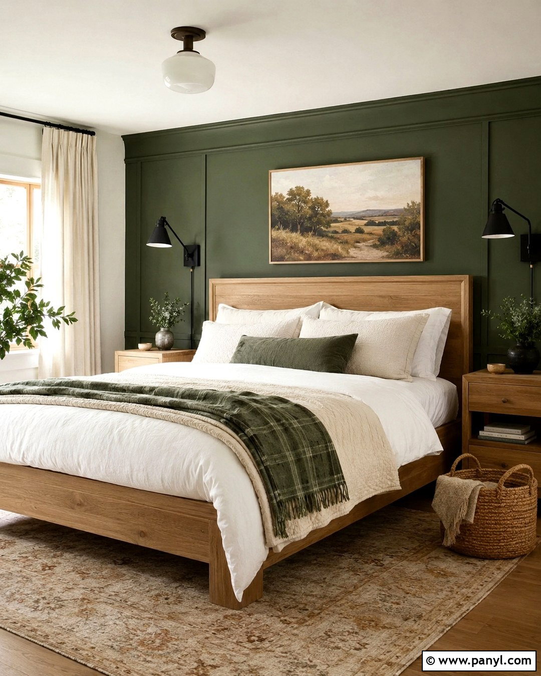 Forest Green Accent Wall Modern Farmhouse Bedroom - 20 Forest Green Paint Color Accent Walls