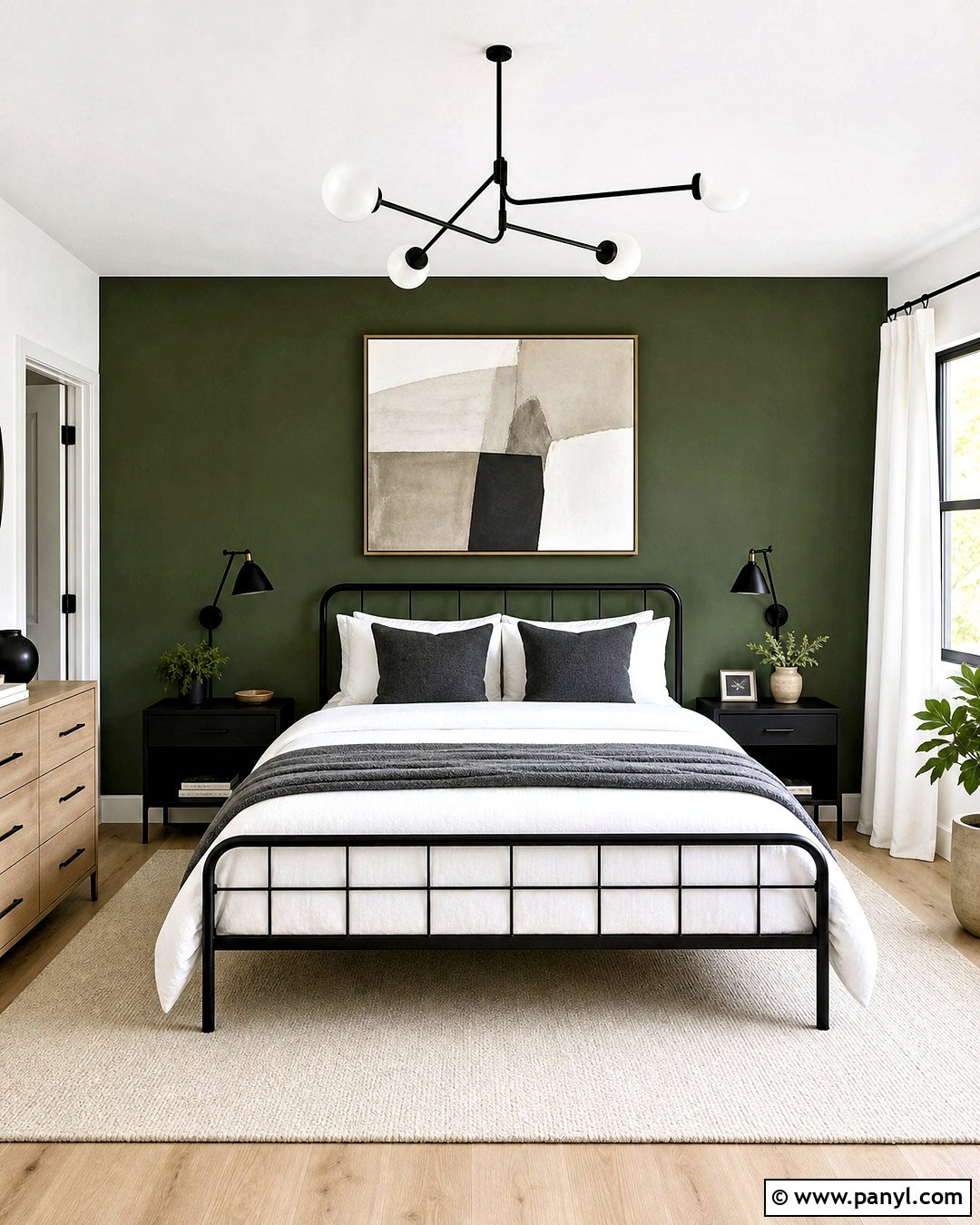 Forest Green Accent Wall With Black Furniture - 20 forest green accent wall bedroom ideas