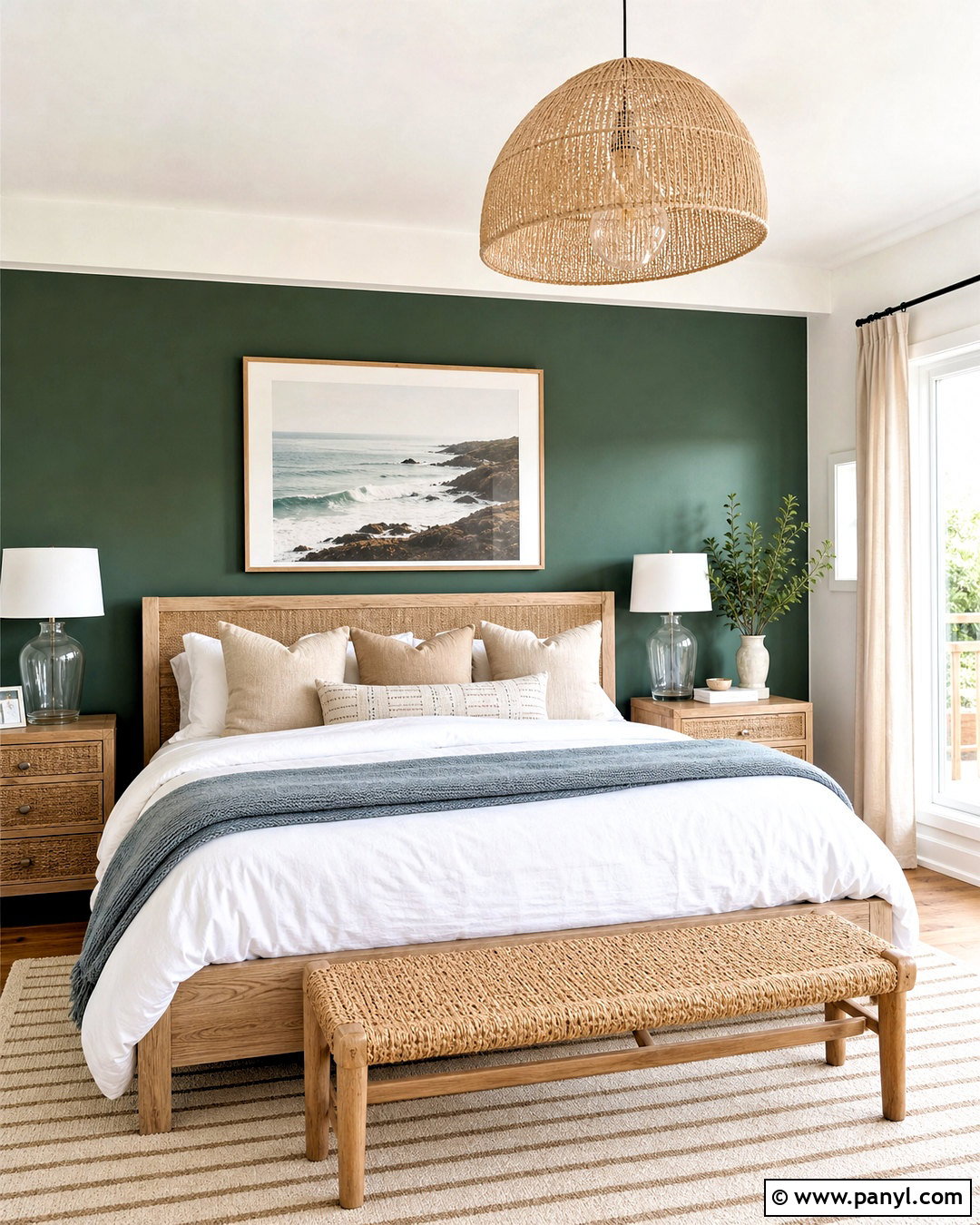Forest Green Accent Wall With Coastal Decor - 20 forest green accent wall bedroom ideas