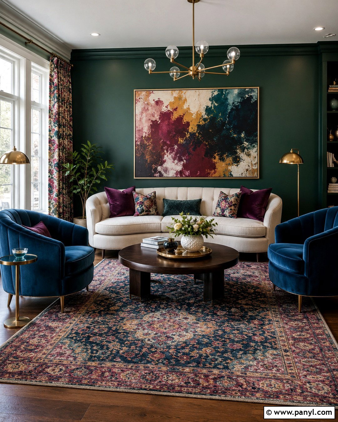 Forest Green Accent Wall With Jewel Tones - 20 Forest Green Paint Color Accent Walls