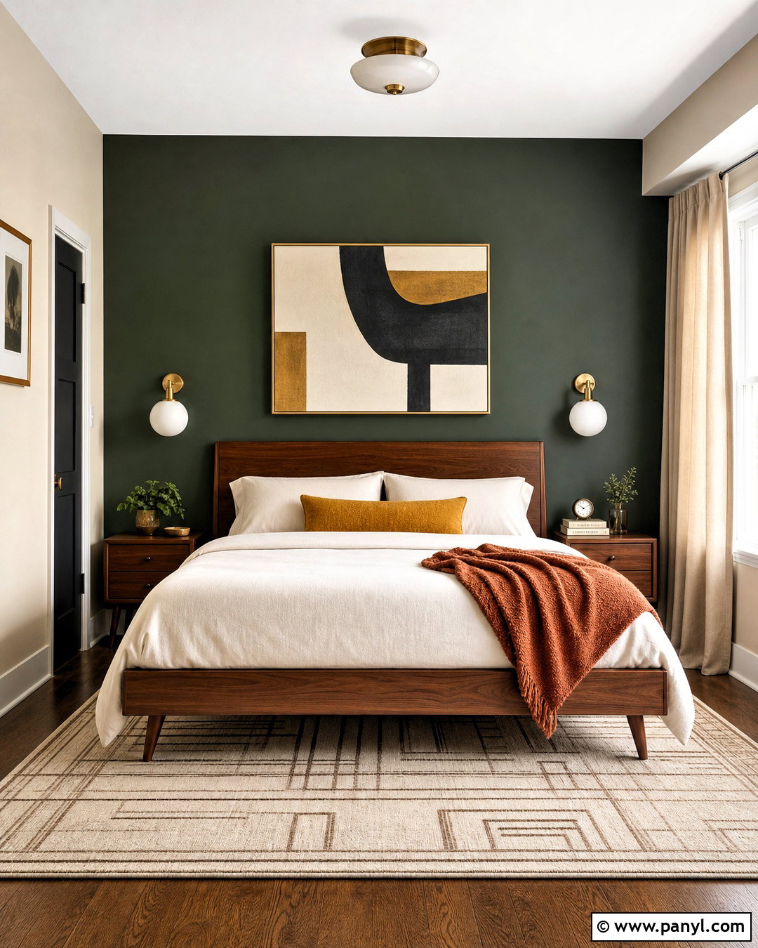 Forest Green Accent Wall With Midcentury Furniture - 20 forest green accent wall bedroom ideas
