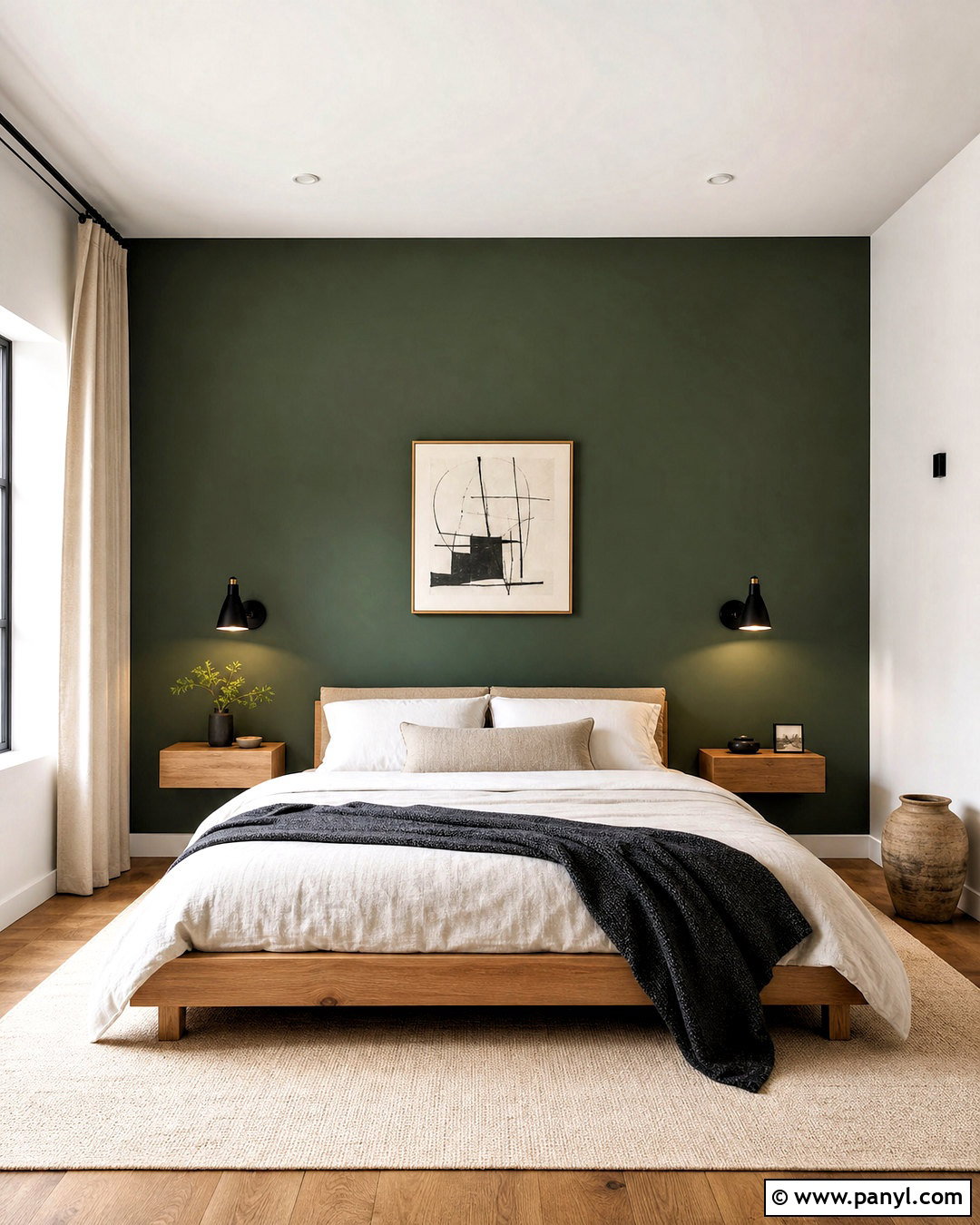 Forest Green Accent Wall With Minimalist Decor - 20 forest green accent wall bedroom ideas
