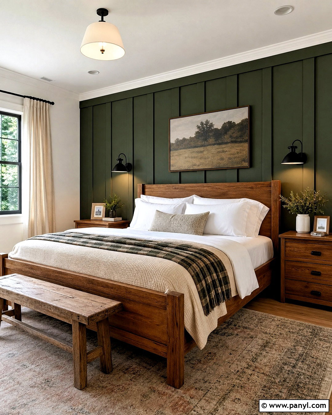 Forest Green Accent Wall With Modern Farmhouse Decor - 20 forest green accent wall bedroom ideas