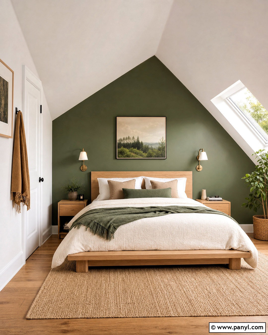 Forest Green Accent Wall With Sloped Ceiling - 20 forest green accent wall bedroom ideas