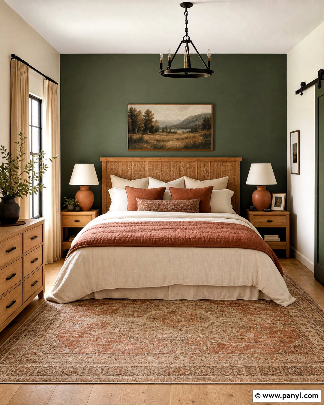 Forest Green Accent Wall With Terracotta Decor - 20 forest green accent wall bedroom ideas