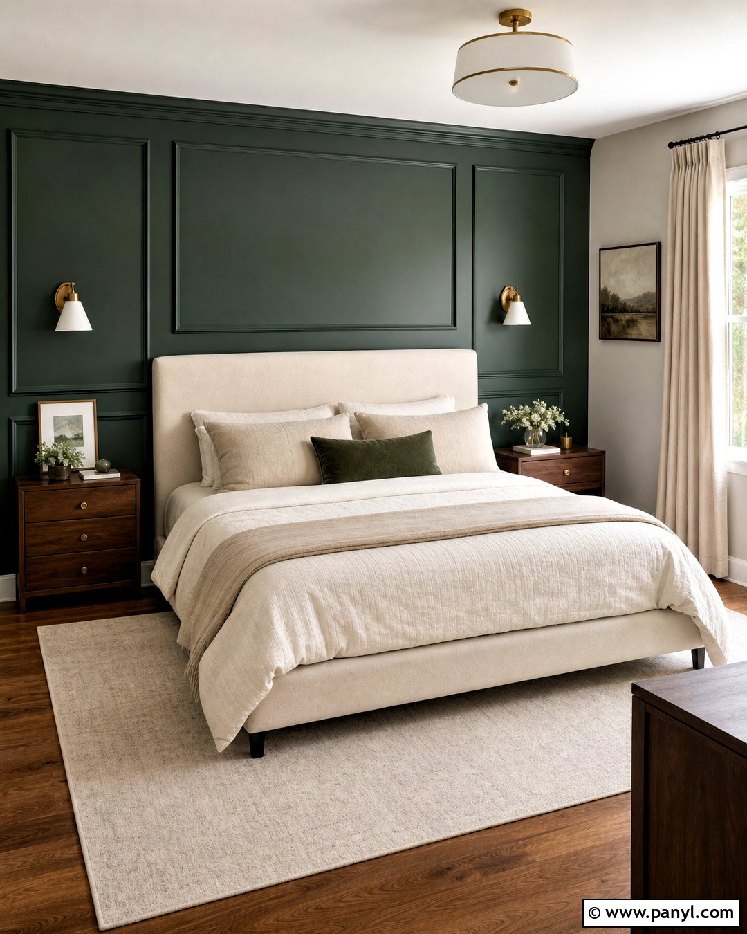 Forest Green Accent Wall With Wood Paneling - 20 forest green accent wall bedroom ideas