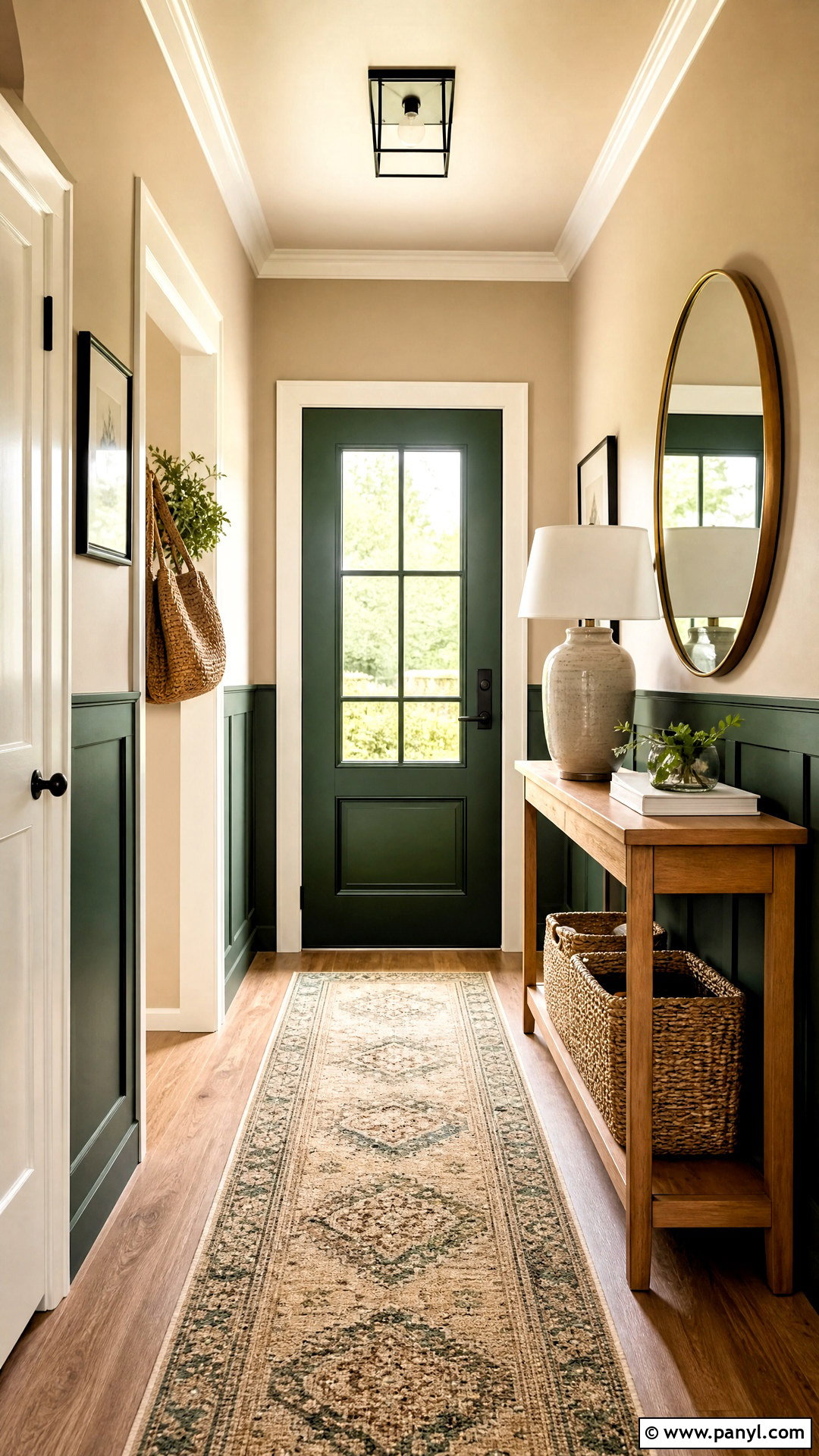 Forest Green And Beige Entryway Walls - 20 2 color wall paint ideas