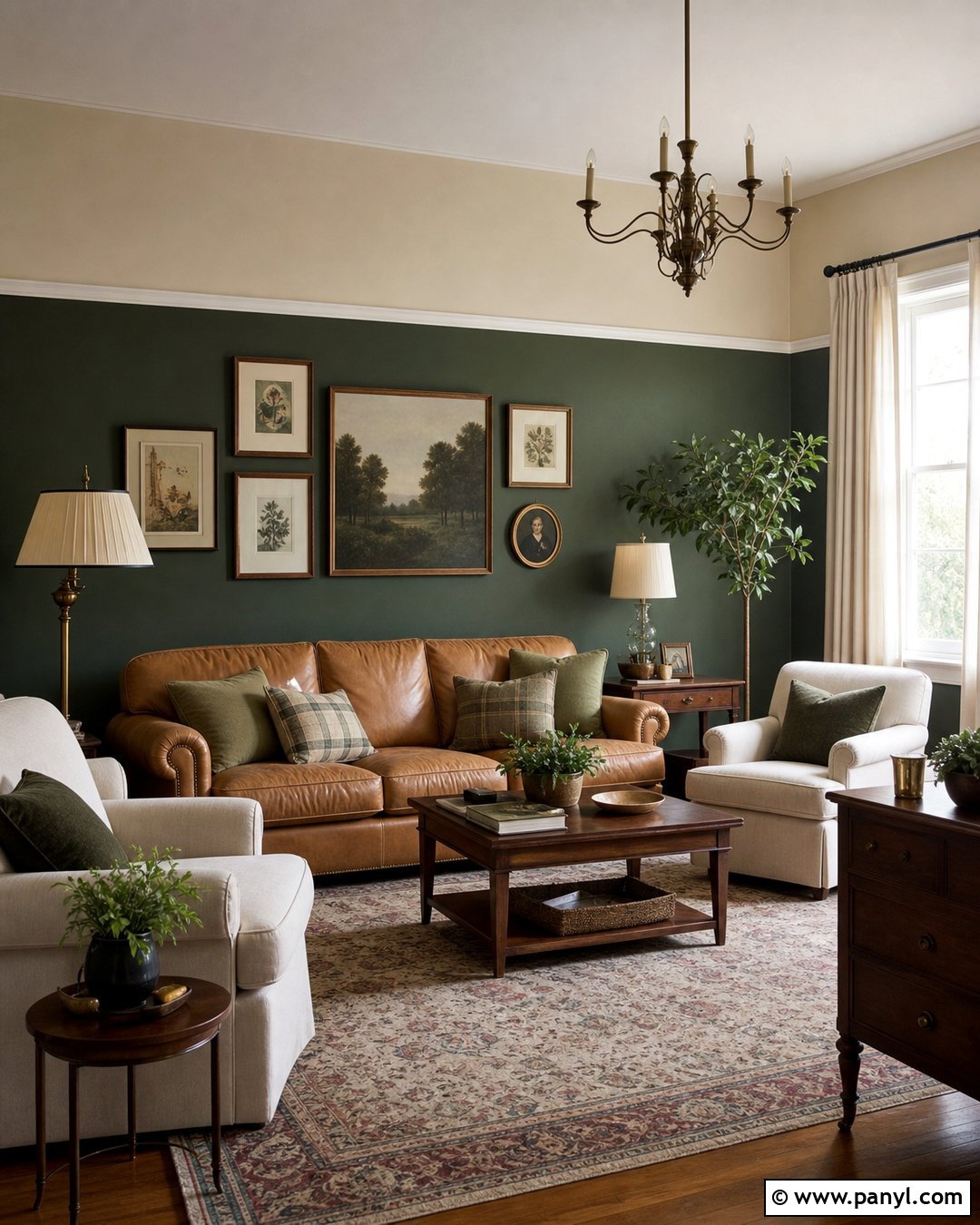 Forest Green And Beige Two Color Wall - 25 2 Color Wall ideas