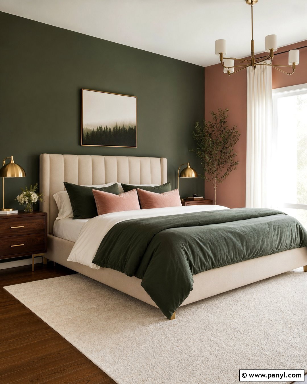 Forest Green And Blush Bedroom Walls - 20 Room With Different Colored Walls