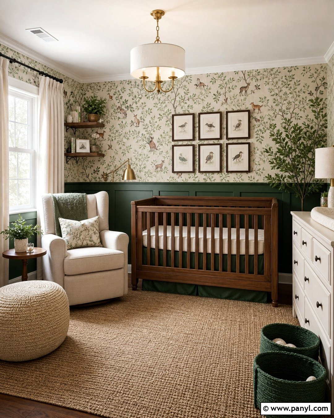 Forest Green And Botanical Nursery Walls - 25 Two Tone Nursery Walls
