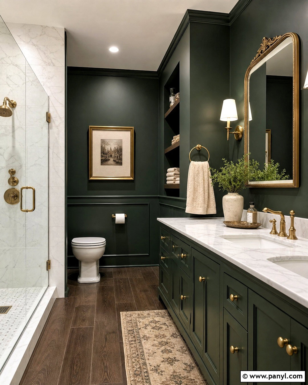 Forest Green And Brass Bathroom - 20 bathroom color palette ideas