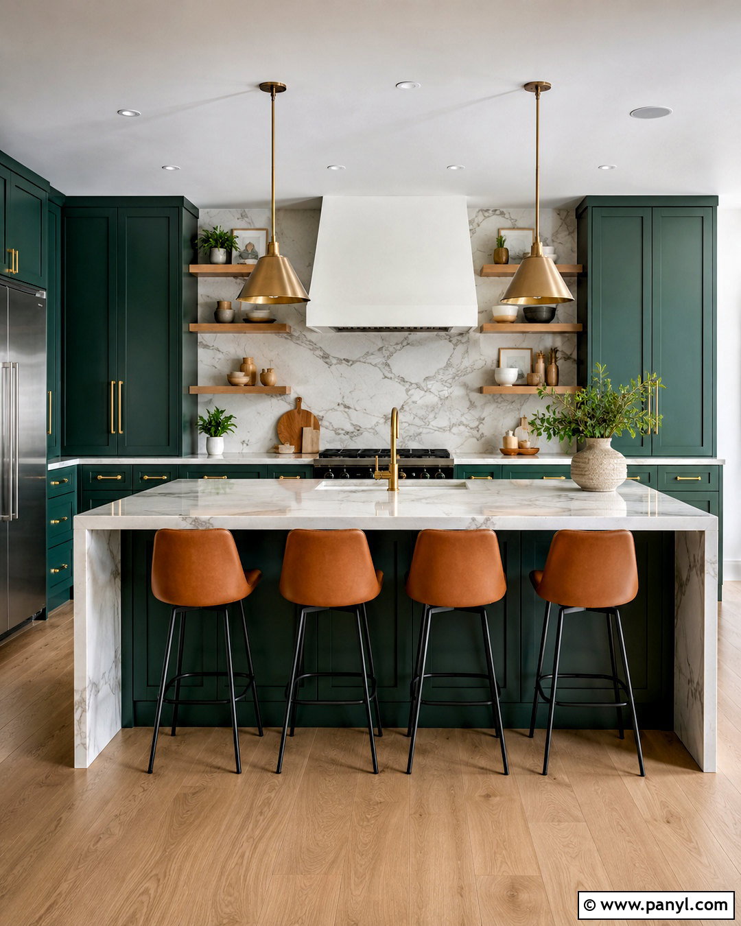 Forest Green And Brass Kitchen - 20 kitchen color themes