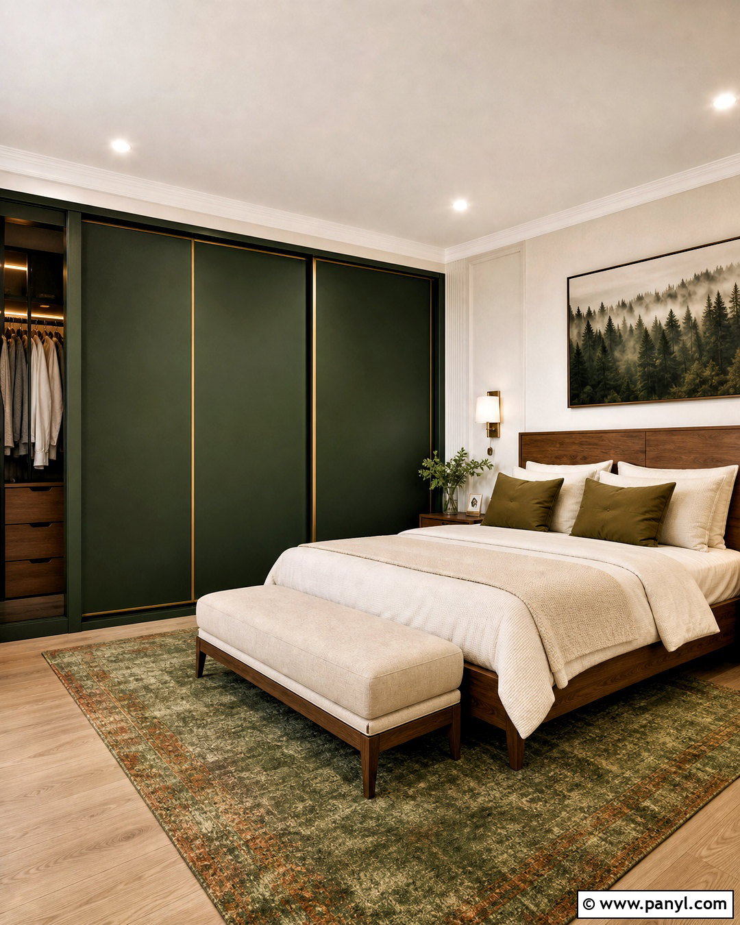 Forest Green And Brass Sliding Wardrobe - 20 sliding wardrobe color ideas bedroom ideas