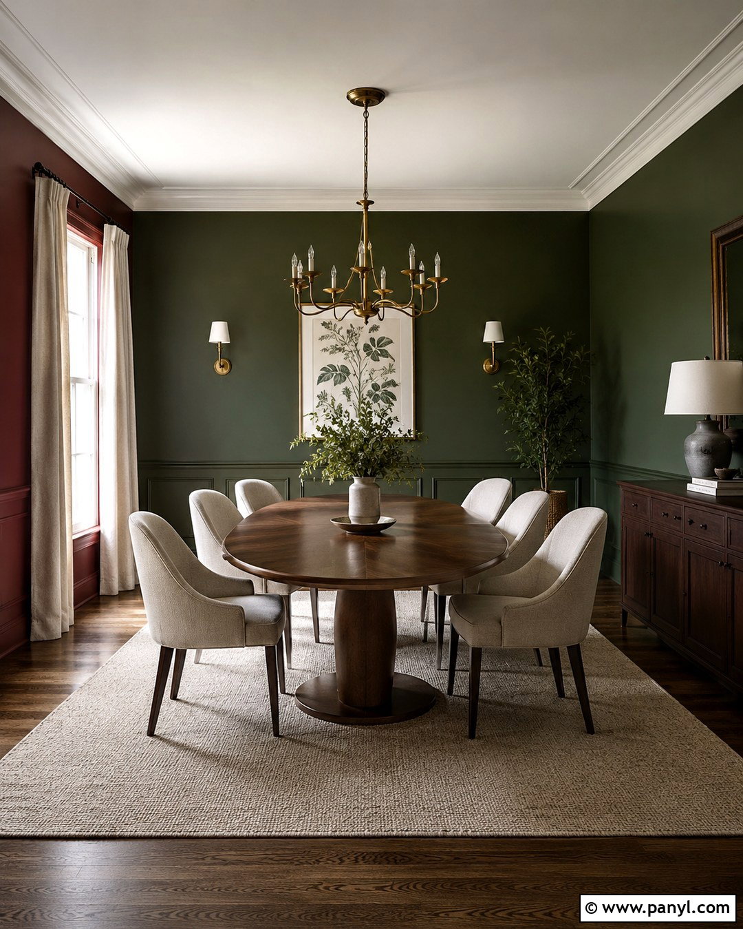 Forest Green And Burgundy Dining Room - 20 Red And Green Walls