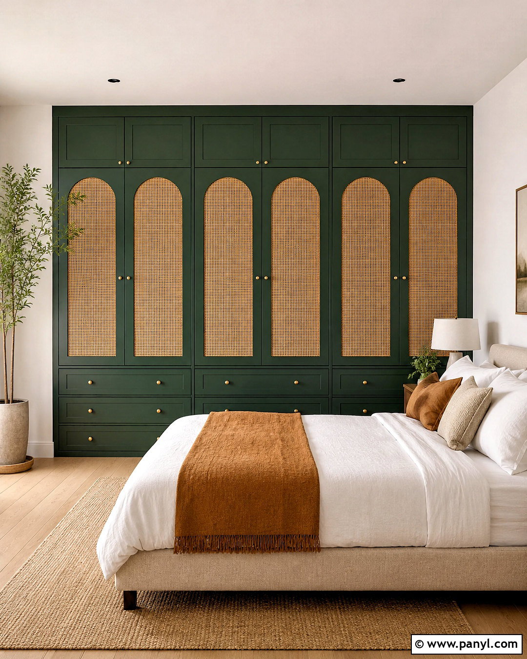 Forest Green And Cane Wardrobe - 20 colour coordinated wardrobe ideas