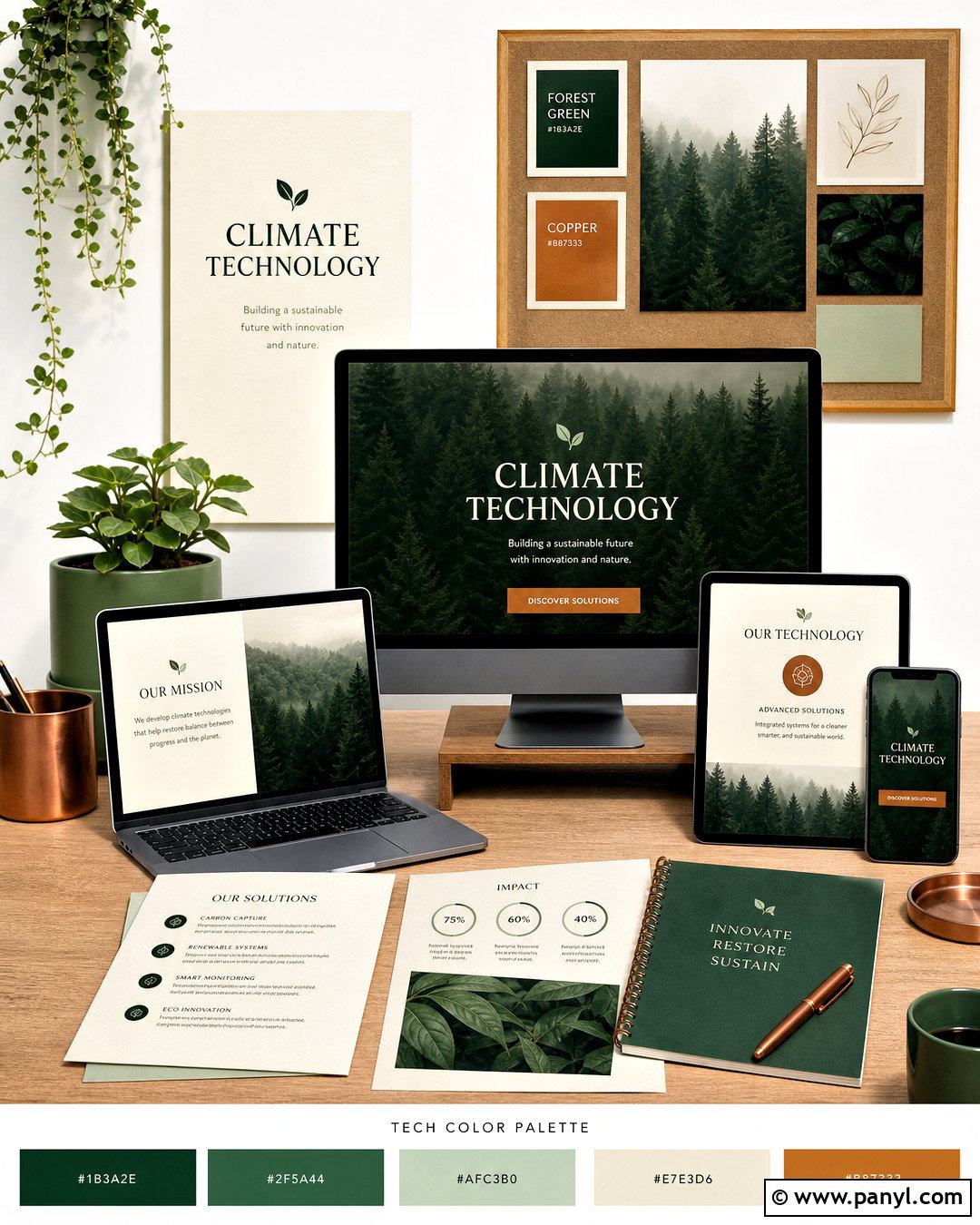Forest Green And Copper Tech Color Palette - 20 tech colour palette ideas
