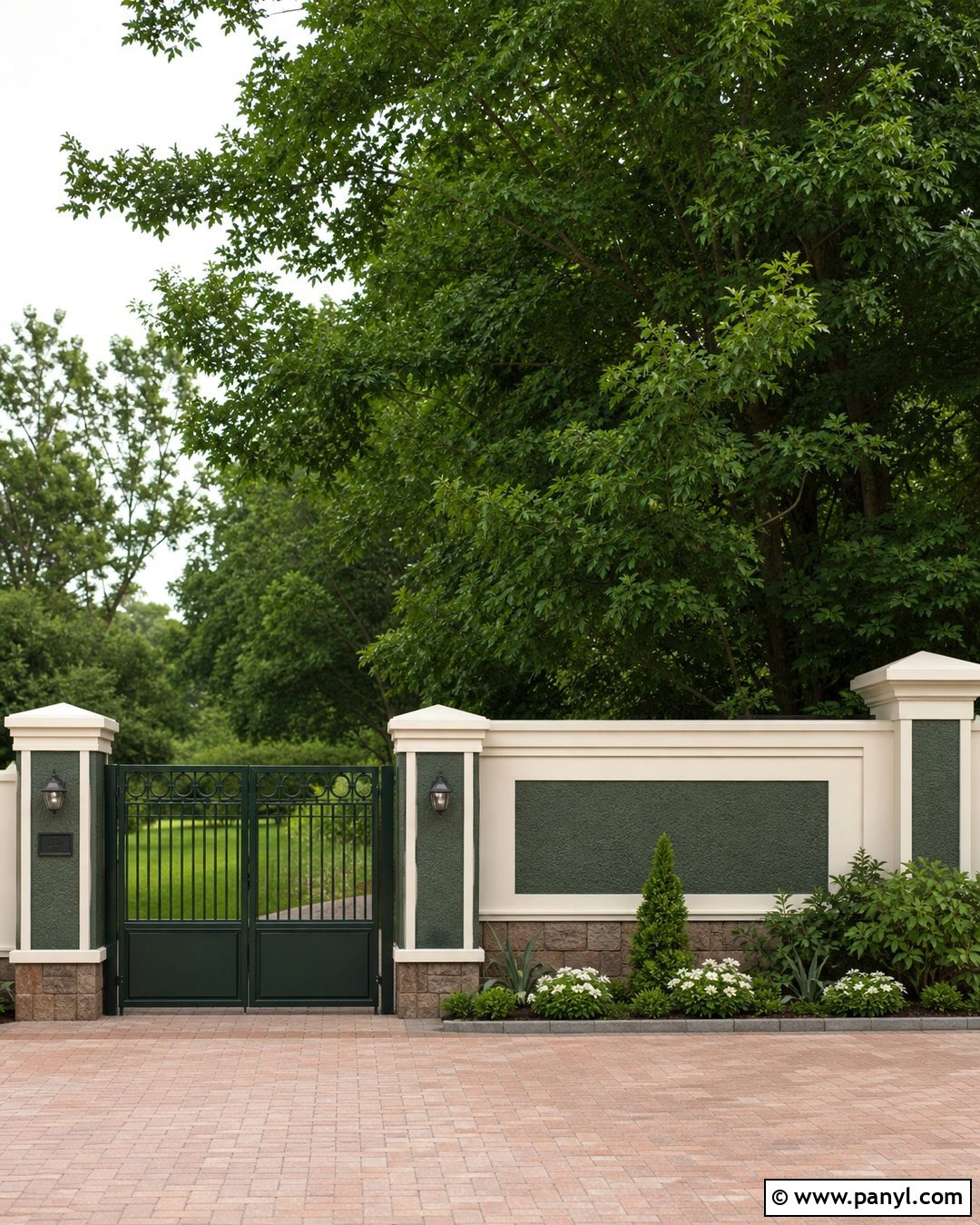 Forest Green And Cream Compound Wall - 30 compound wall colour combinations