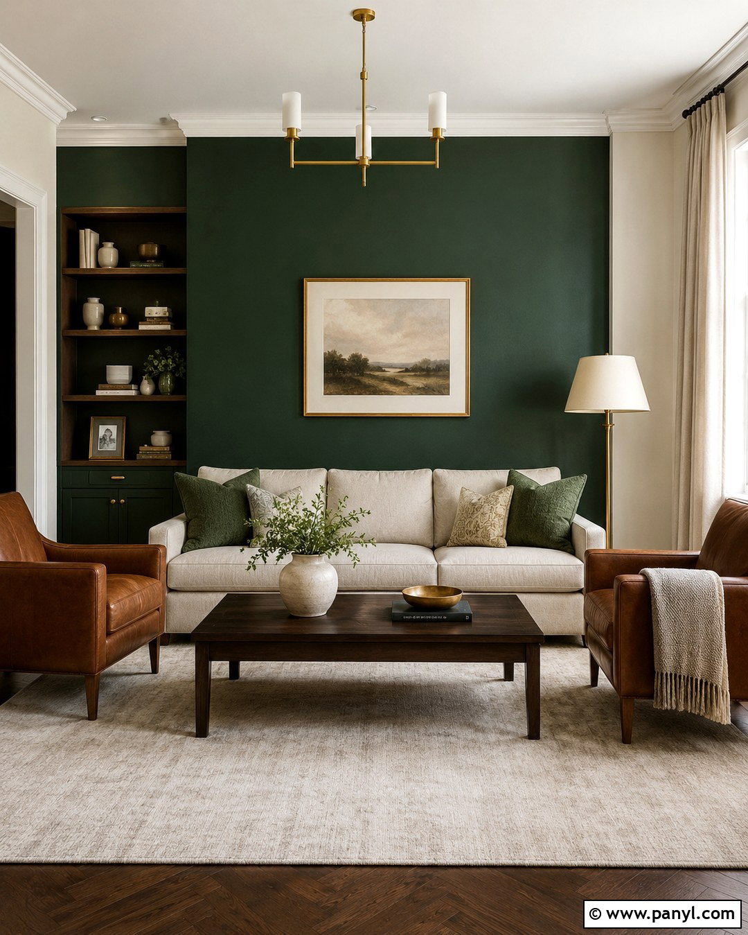 Forest Green And Cream Hall Walls - 20 Colour Combinations For Hall Wall Ideas