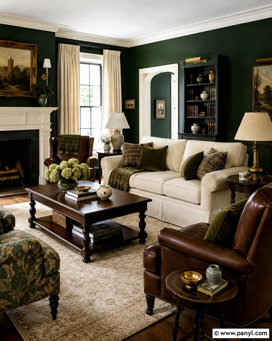 Forest Green And Cream Living Room - 20 colour schemes for living room ideas