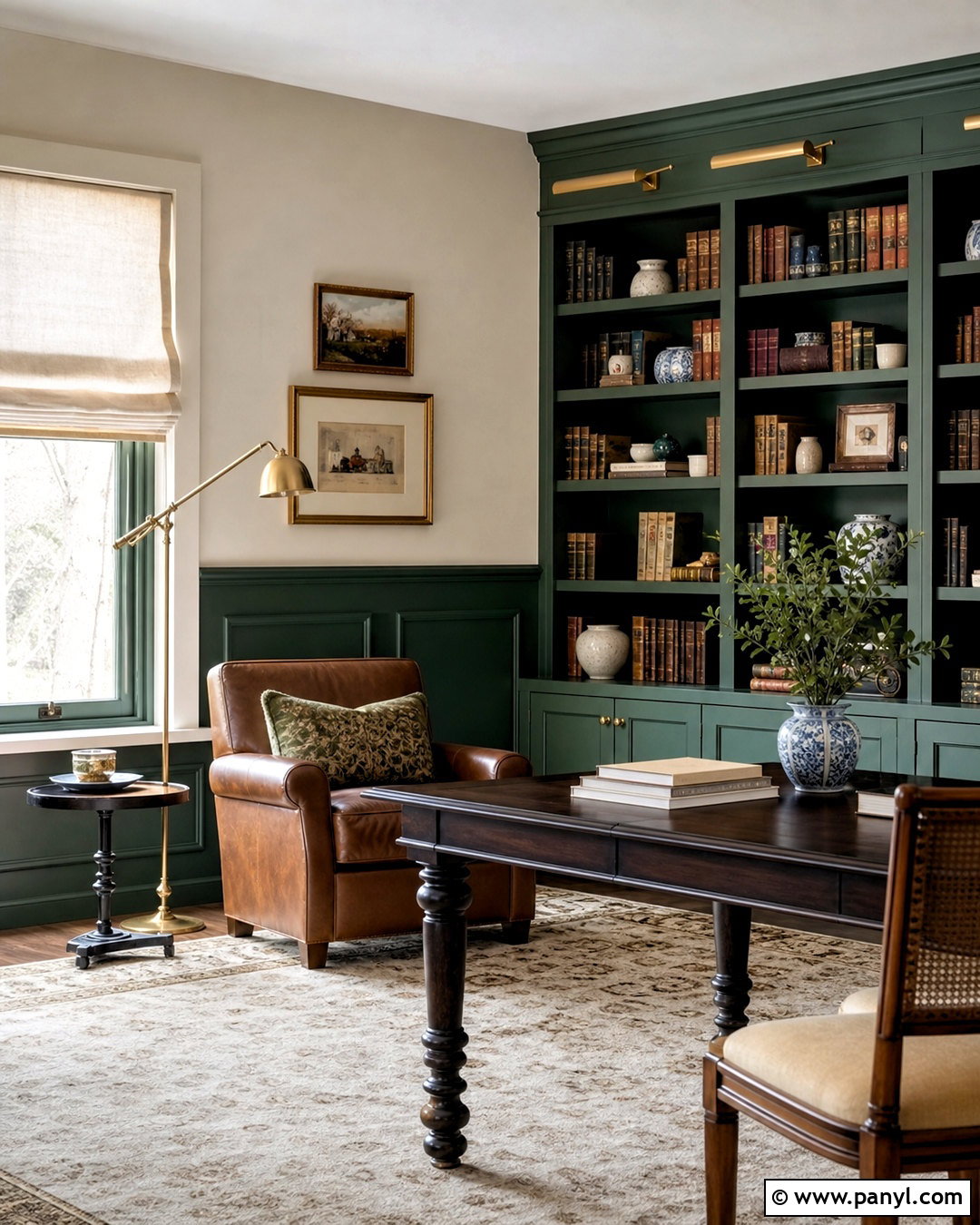 Forest Green And Cream Two Tone Library Walls - 20 two tone painted walls