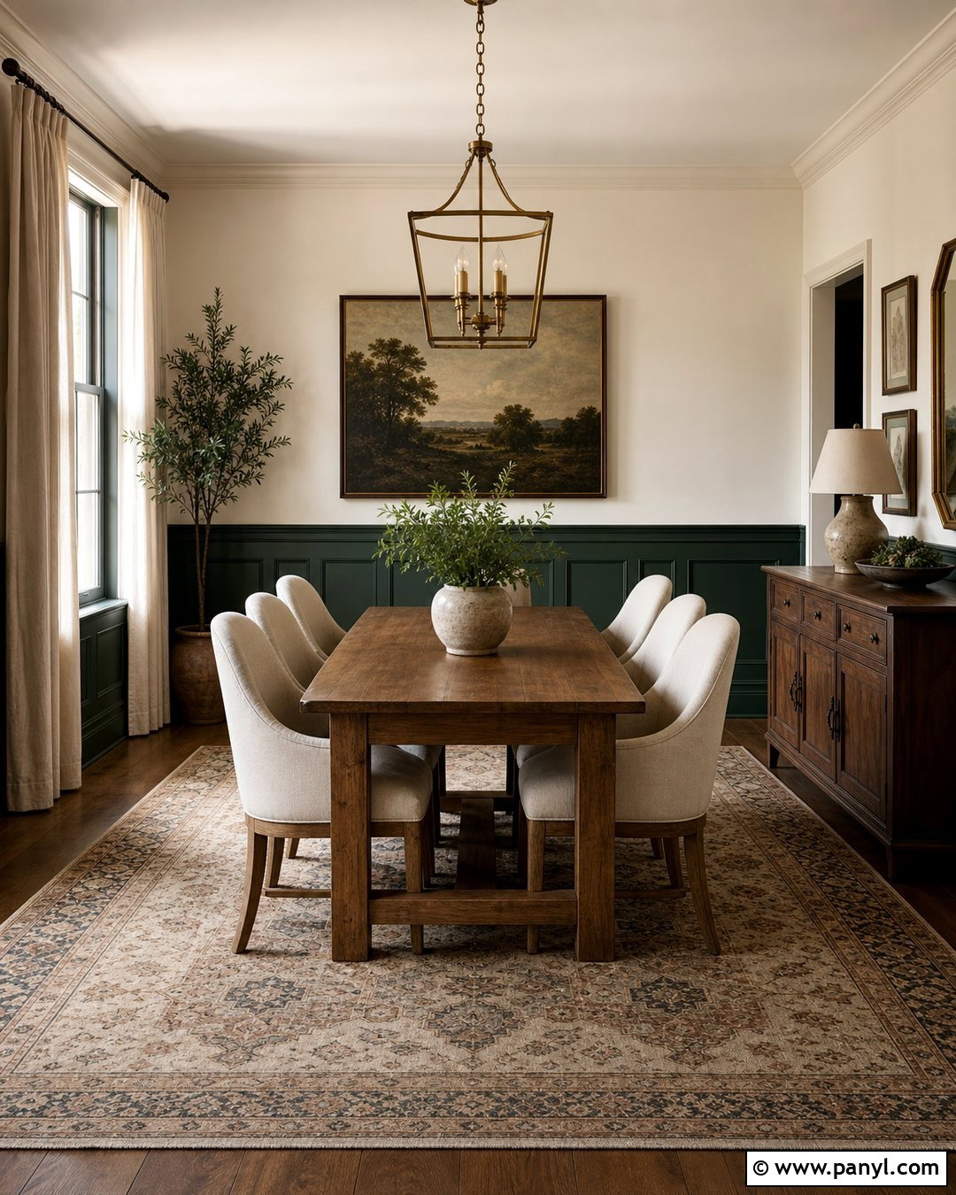 Forest Green And Ivory Two Tone Wall - 35 2 Tone Wall Paint Ideas