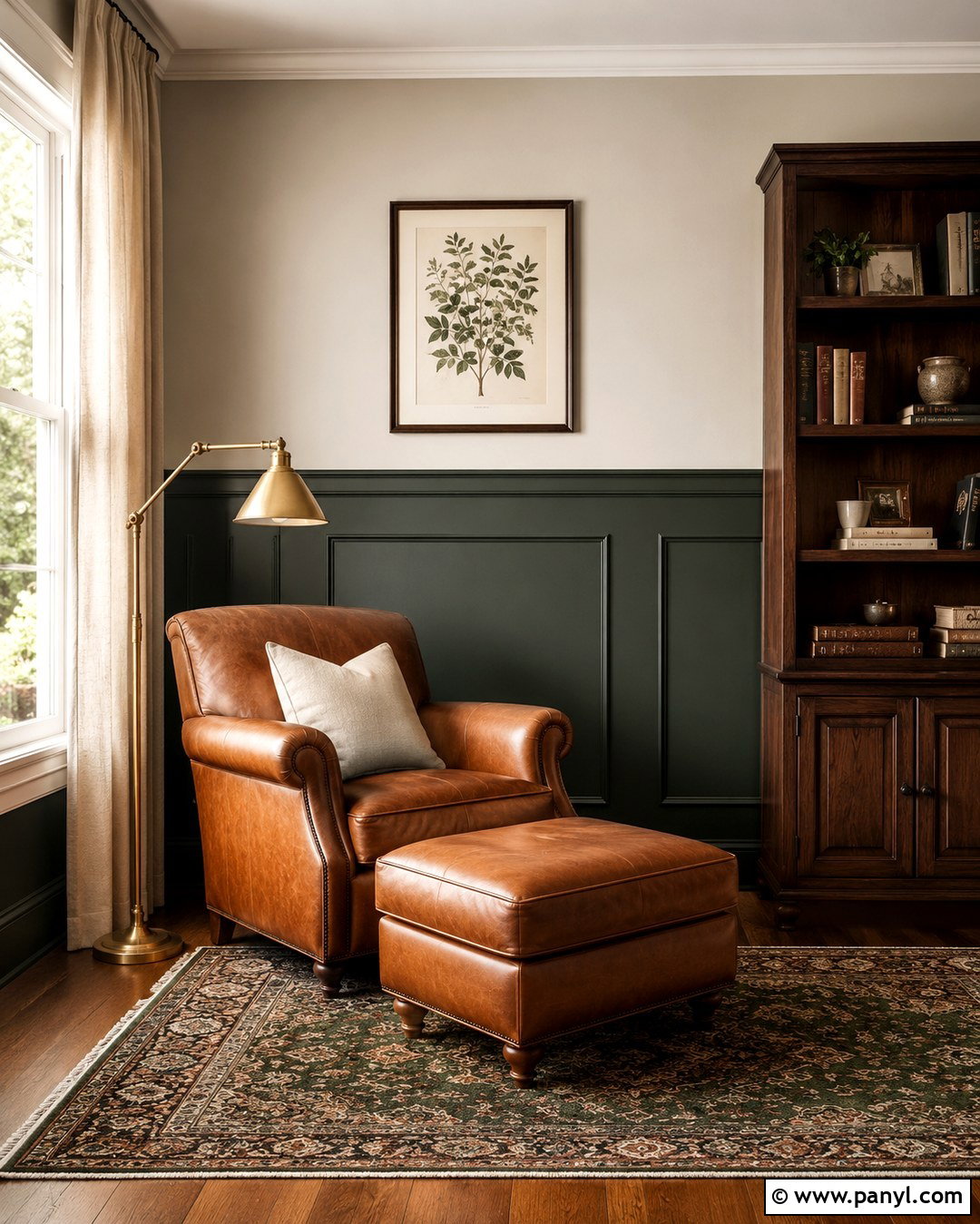 Forest Green And Linen Split Wall - 20 Split Wall Color Ideas