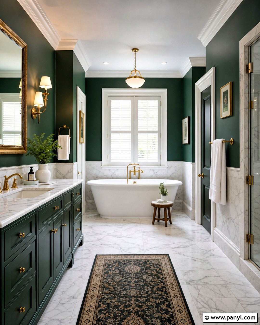 Forest Green And Marble Bathroom Paint Scheme - 20 bathroom paint ideas colour schemes