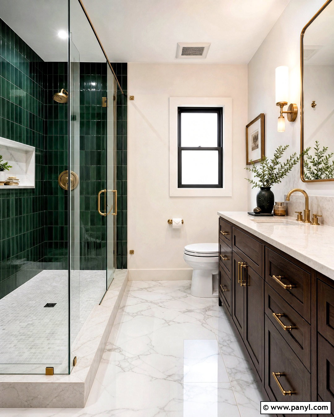 Forest Green And Marble Bathroom Tile Combination - 20 tiles combination for bathroom ideas