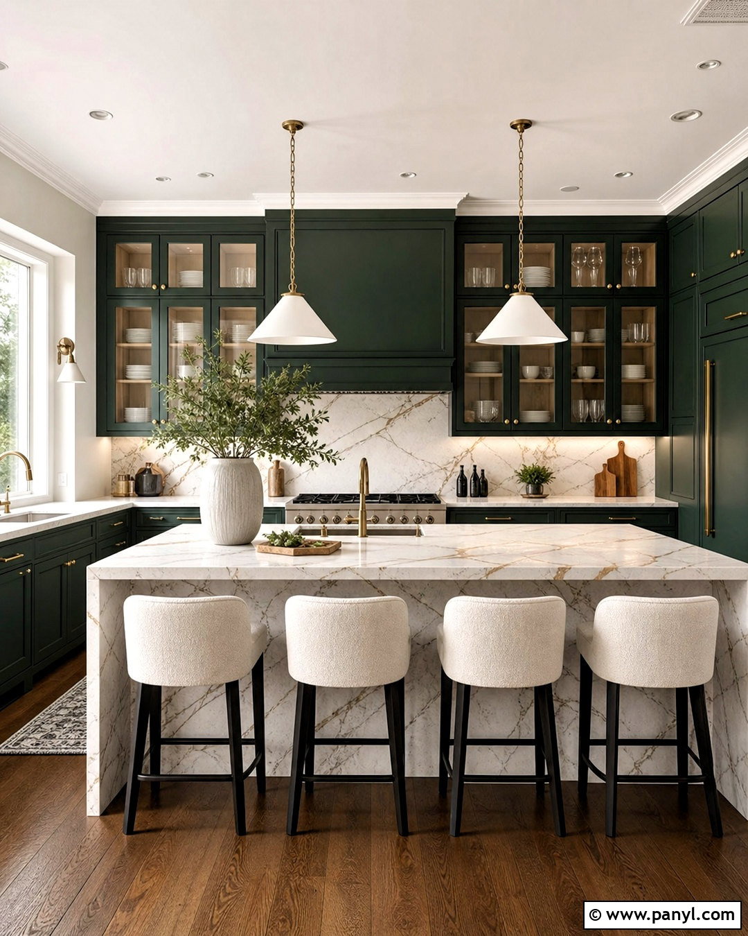 Forest Green And Marble Kitchen - 20 kitchen colour schemes