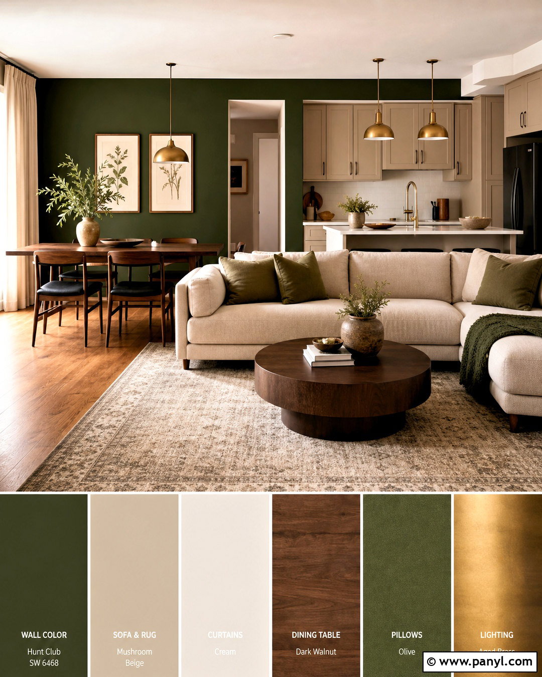 Forest Green And Mushroom Apartment Color Palette - 20 apartment color palette ideas