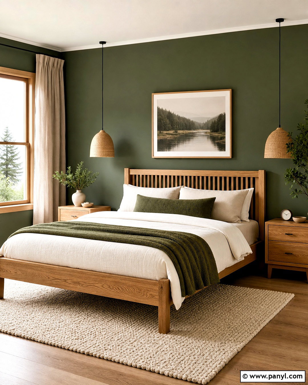 Forest Green And Natural Wood Bedroom - 20 forest green bedroom ideas