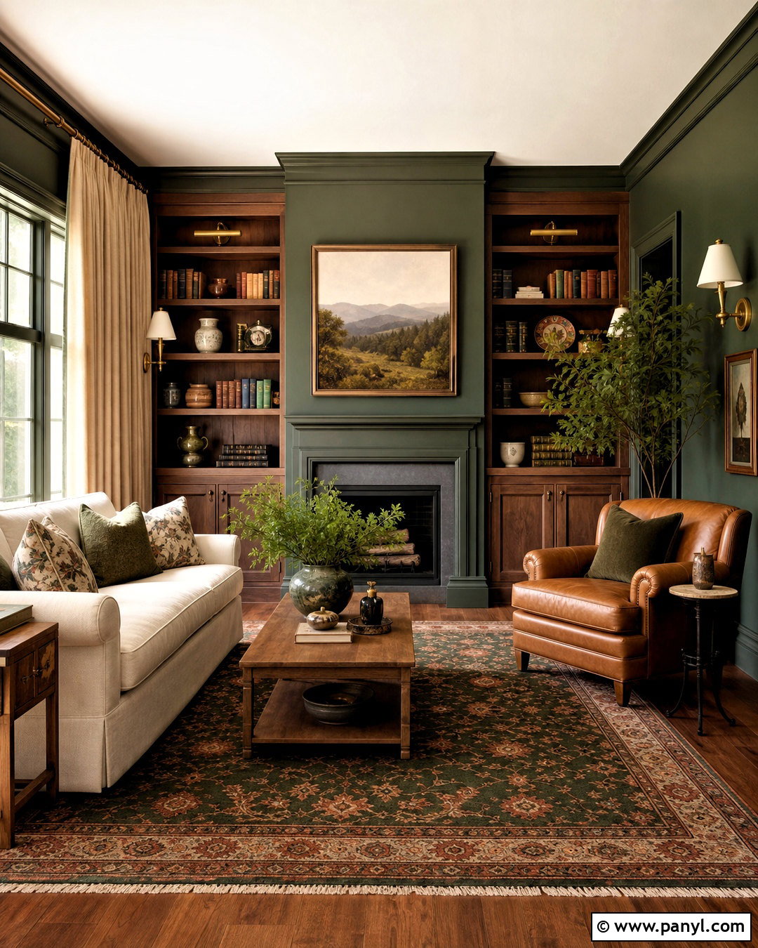 Forest Green And Natural Wood Room Color Combination - 20 aesthetic room colour combination ideas