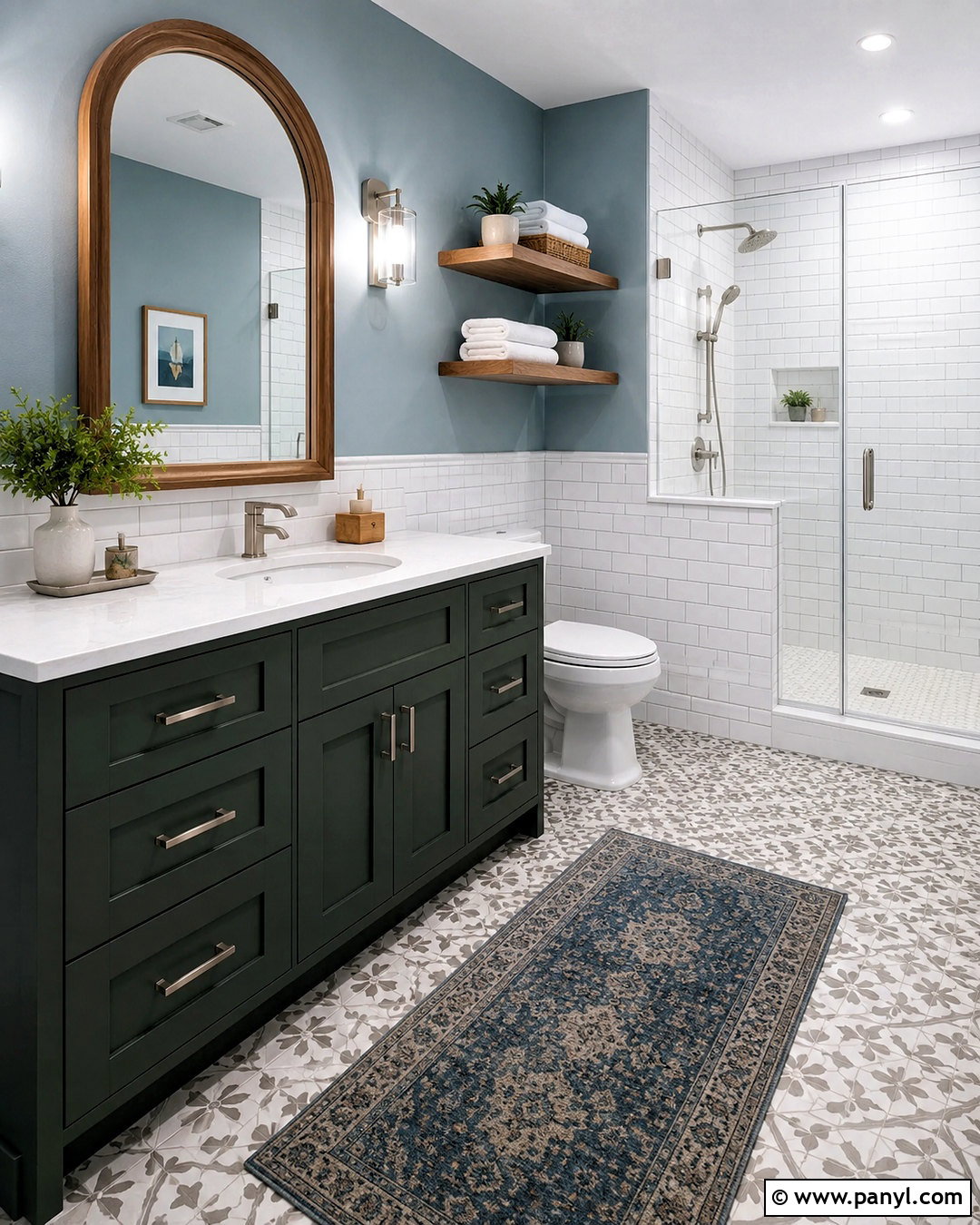 Forest Green And Powder Blue Bathroom - 20 blue and green interior design ideas