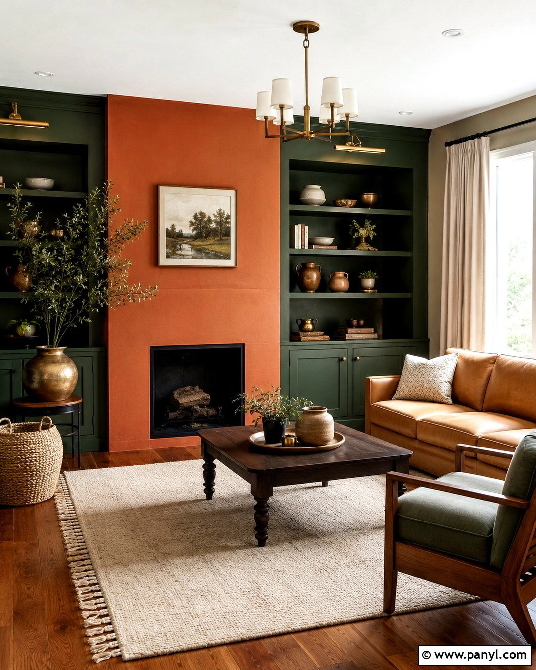 Forest Green And Rust Orange Accent Wall - 20 Orange And Green Accent Wall Ideas