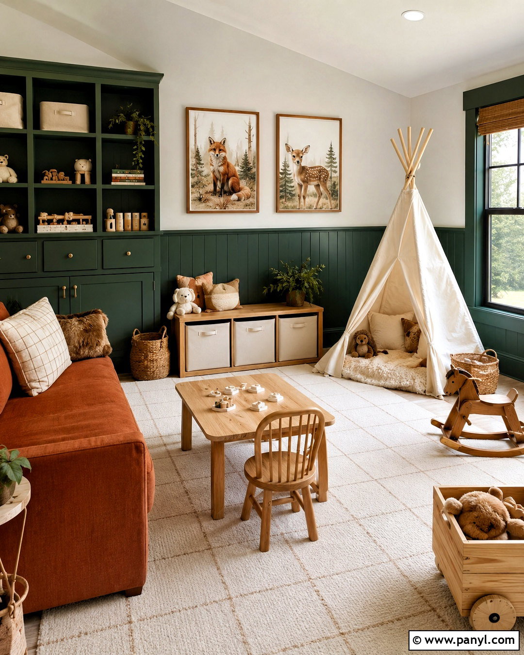 Forest Green And Rust Playroom - 20 playroom color scheme ideas