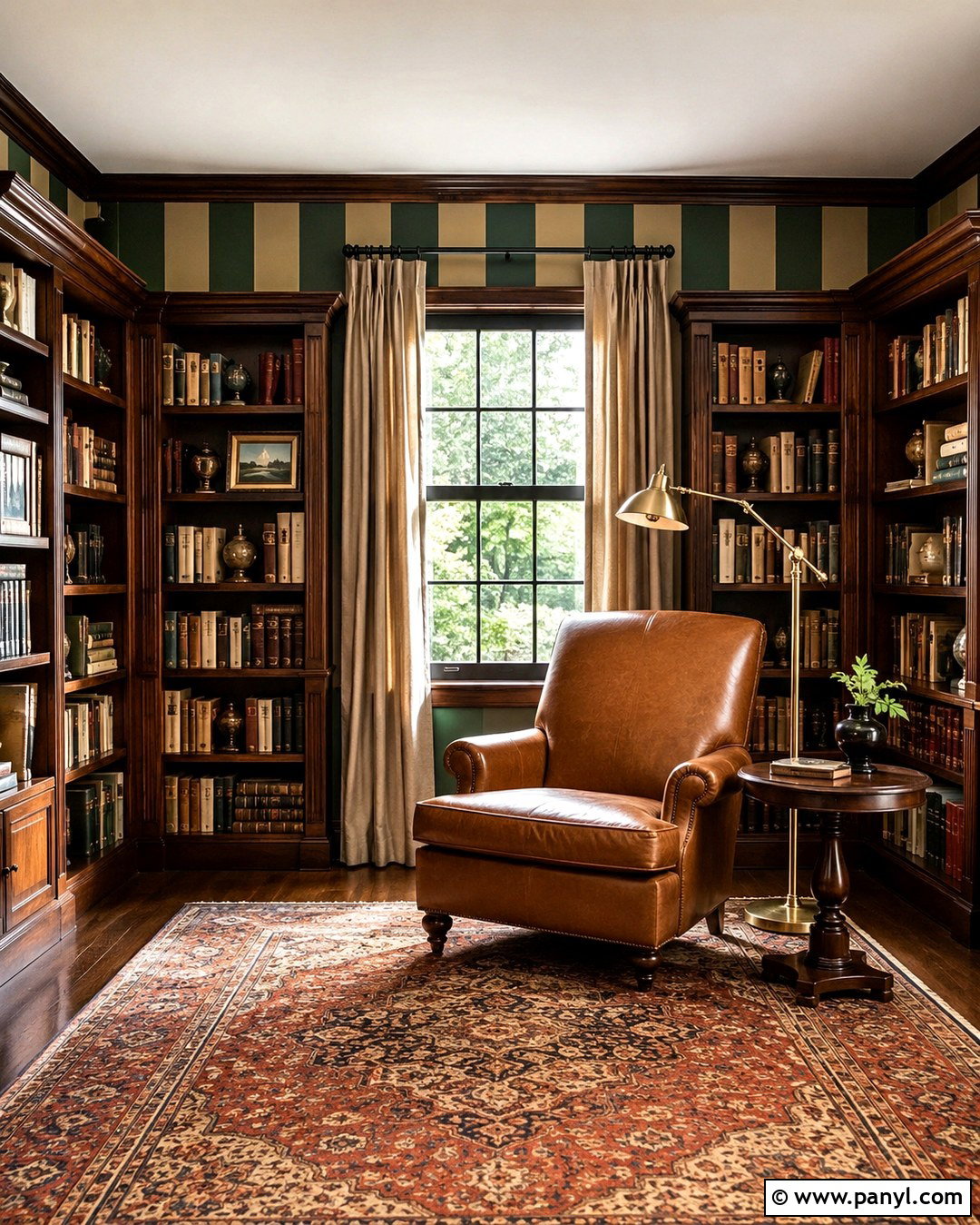 Forest Green And Tan Striped Wall - 20 Striped Wall Paint Colors