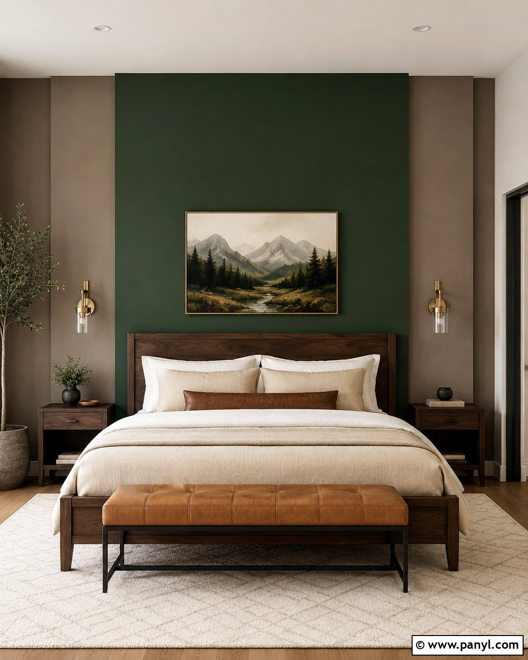 Forest Green And Taupe Accent Wall - 20 Two Color Accent Wall Ideas