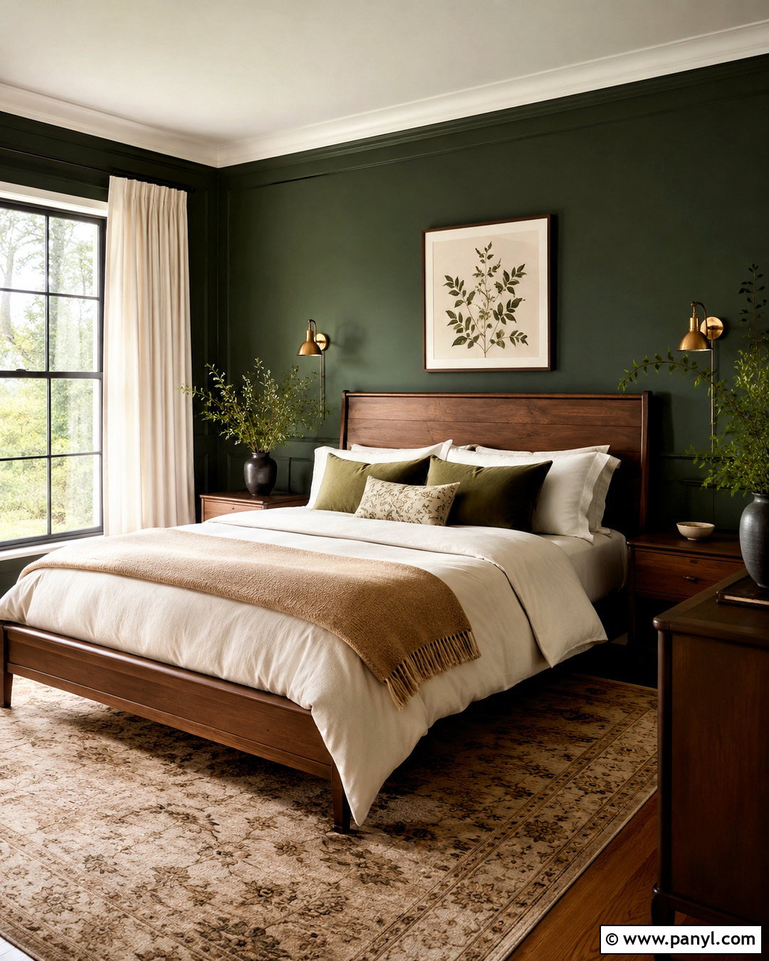 Forest Green And Walnut Bedroom Palette - 20 cozy bedroom color palette ideas