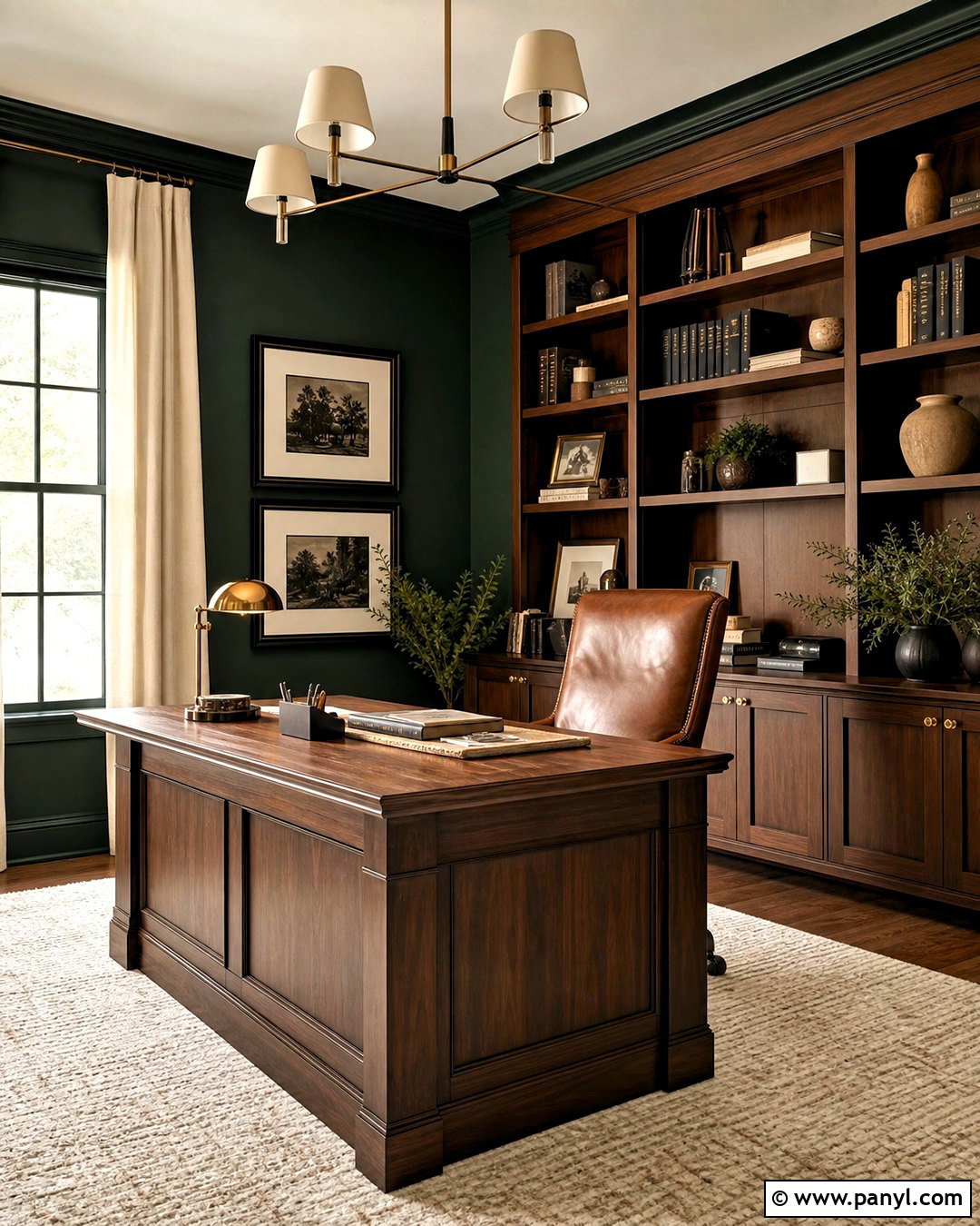 Forest Green And Walnut Home Office Color Combination - 20 color combinations home ideas
