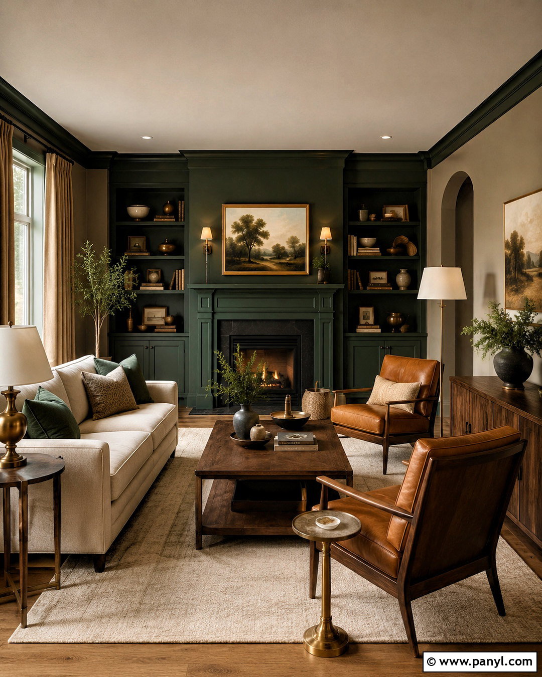Forest Green And Warm Taupe Living Room - 35 wall color combinations living rooms